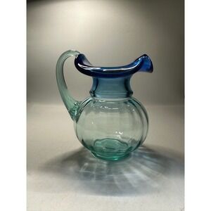 Vintage 1999 Fenton Handmade Art Glass Tranquility Pitcher 3280 AL Cobalt Blue